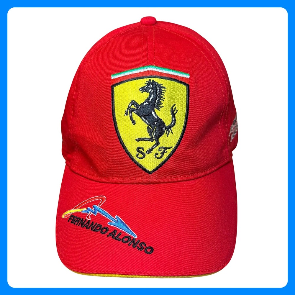 Scuderia Ferrari Fernando Alonso F1 Racing Hat Men Red Cotton Strapback Cap